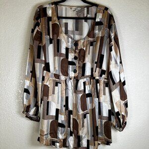 Dress Barn Women Copper Metallic Satin Babydoll Top Blouse Women Plus Size 18/20